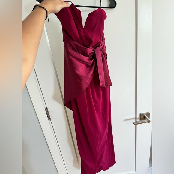 TFNC Petite Bridesmaid bandeau midi wrap dress - Picture 2 of 5